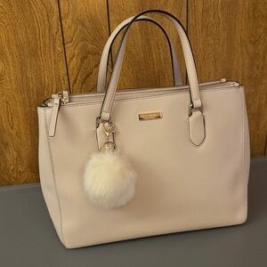 Kate Spade Cream Purse with Fluffy Charm